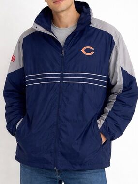 Vintage Chicago Bears Reebok Windbreaker Jacket Navy Gray XXL NFL 90s